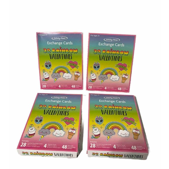 Valentines 128 Rainbow Exchange Cards 192 Stickers Holiday Home Stay Weird, set - Picture 2 of 4